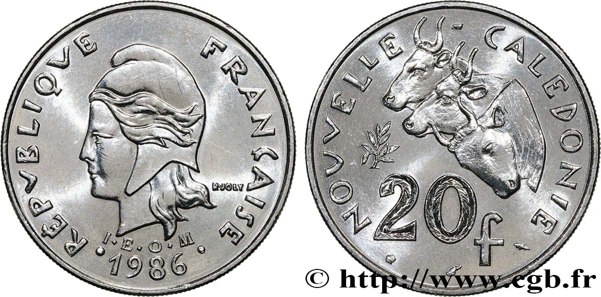 NOUVELLE CALÉDONIE 20 Francs I.E.O.M. 1986 Paris SPL