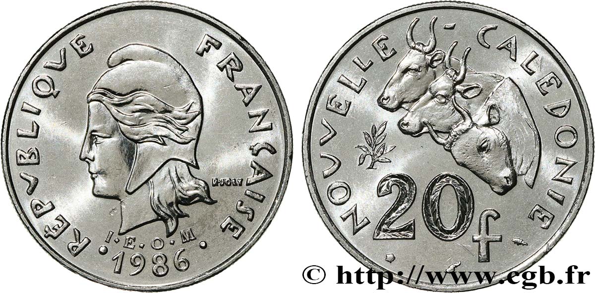 NOUVELLE CALÉDONIE 20 Francs I.E.O.M. 1986 Paris SPL