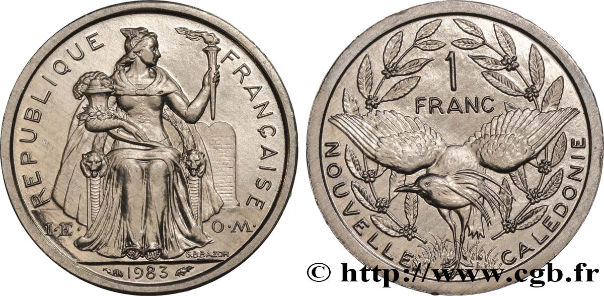 NUEVA CALEDONIA 1 Franc I.E.O.M.  1983 Paris SC 