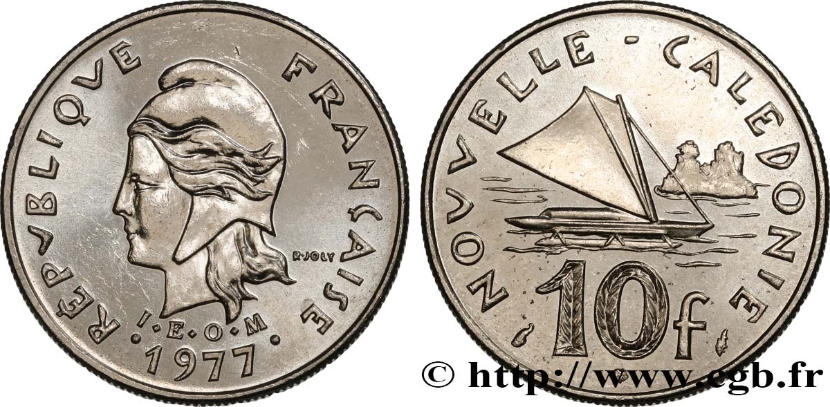 NUEVA CALEDONIA 10 Francs I.E.O.M. 1977 Paris SC 