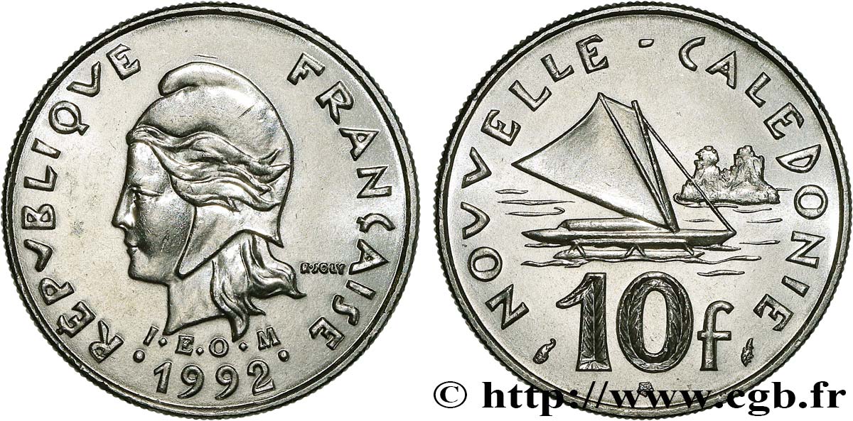 NUOVA CALEDONIA 10 Francs I.E.O.M. 1992 Paris MS 