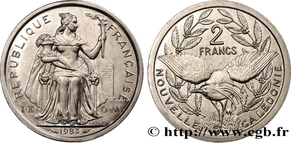 NUEVA CALEDONIA 2 Francs I.E.O.M. 1983 Paris SC 