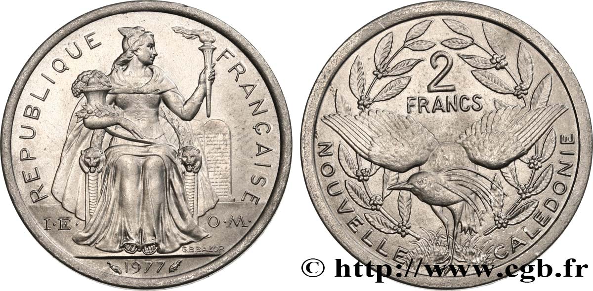 NEW CALEDONIA 2 Francs I.E.O.M.  1977 Paris MS 