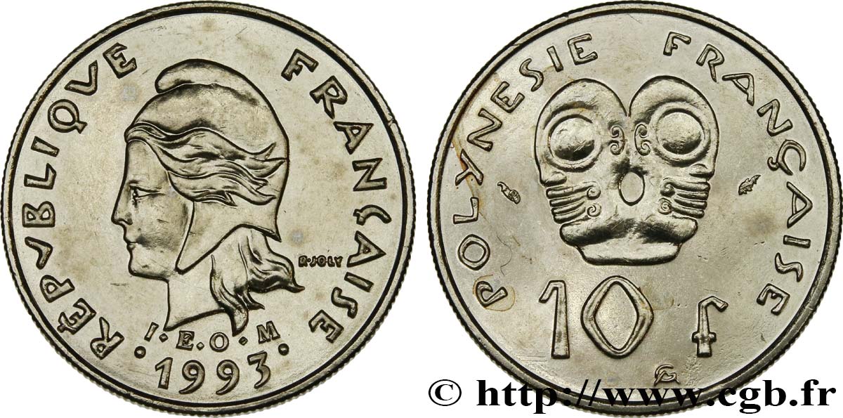 FRANZÖSISCHE-POLYNESIEN 10 Francs I.E.O.M Marianne 1993 Paris fST
