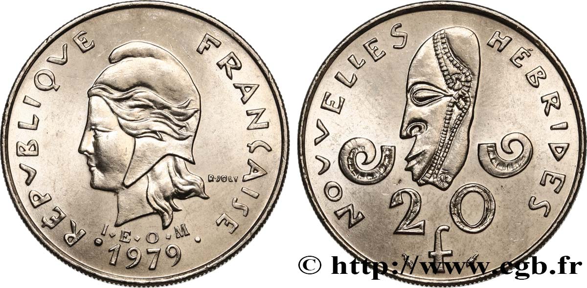 NEW HEBRIDES (VANUATU since 1980) 20 Francs 1979 Paris MS 