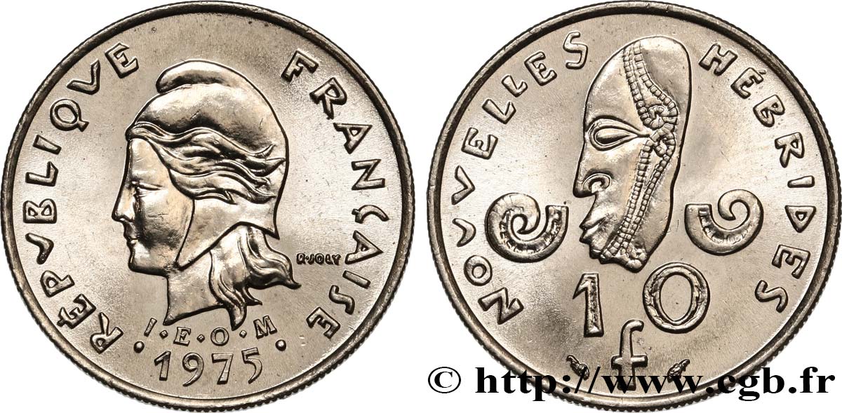 NEW HEBRIDES (VANUATU since 1980) 10 Francs I.E.O.M. 1975 Paris MS 