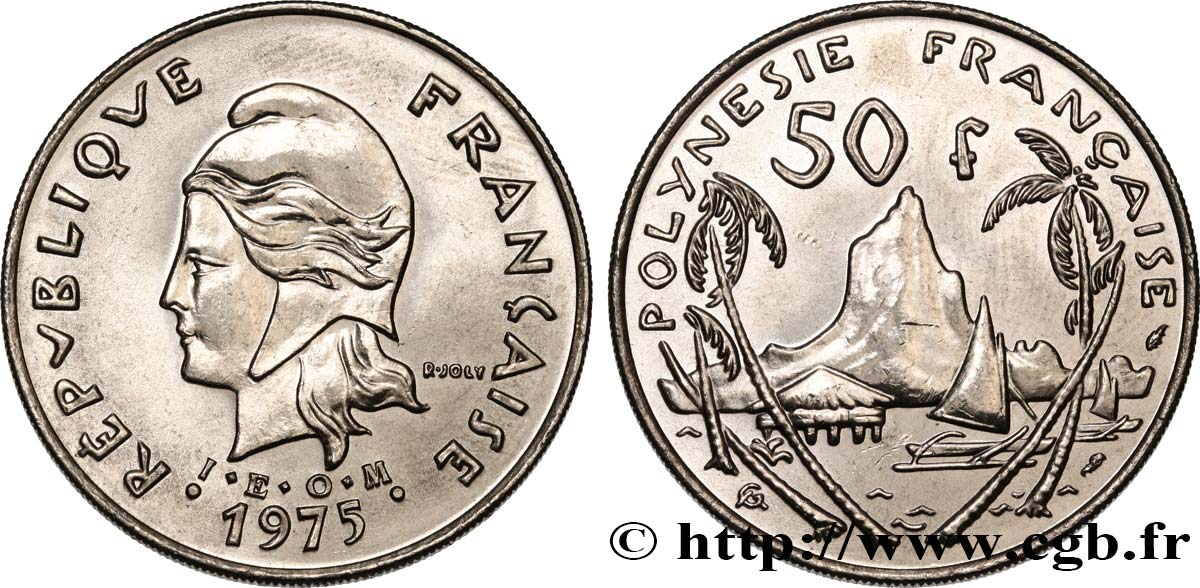 FRENCH POLYNESIA 50 Francs I.E.O.M. 1975 Paris MS 
