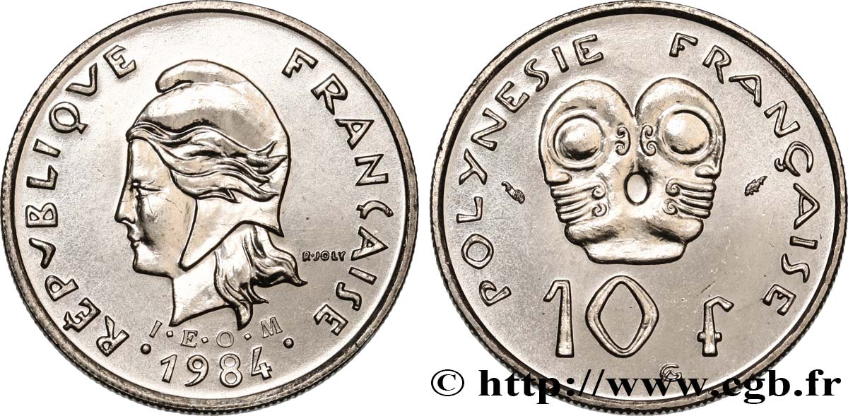 FRENCH POLYNESIA 10 Francs I.E.O.M. 1984 Paris MS 