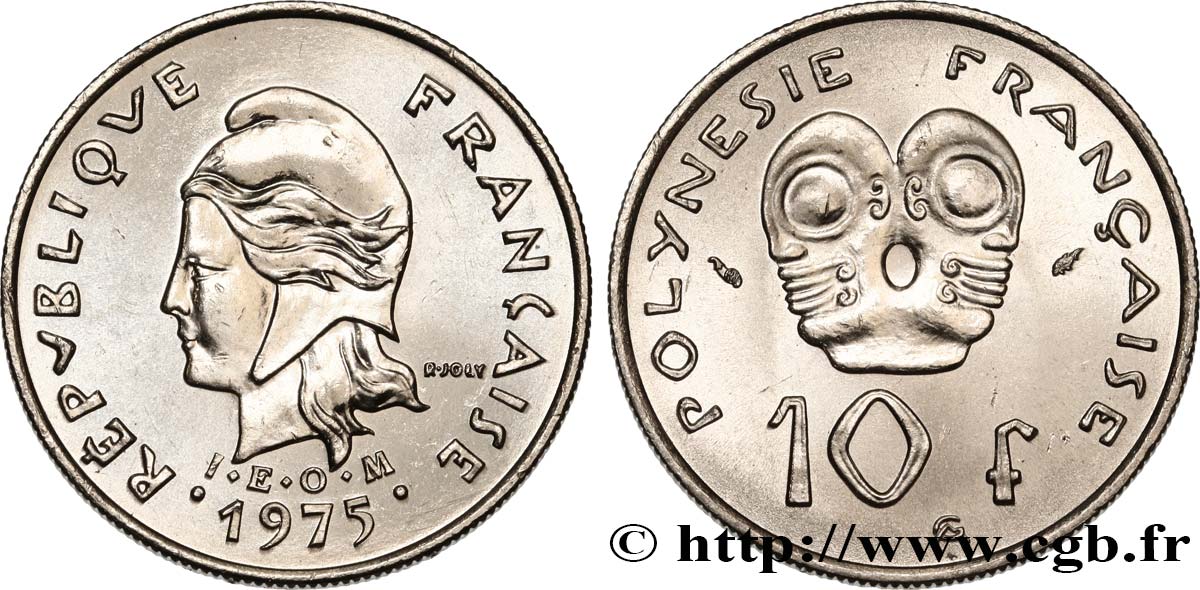 FRENCH POLYNESIA 10 Francs I.E.O.M. 1975 Paris MS 