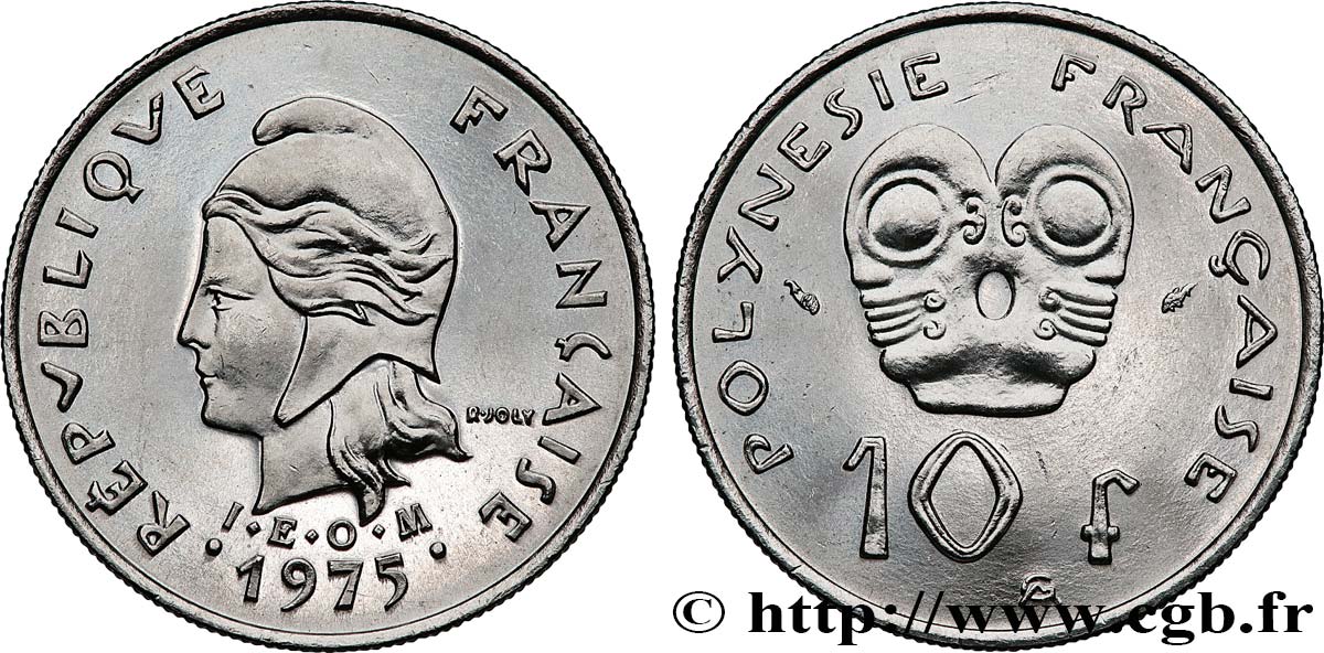 POLYNÉSIE FRANÇAISE 10 Francs I.E.O.M Marianne 1975 Paris SPL