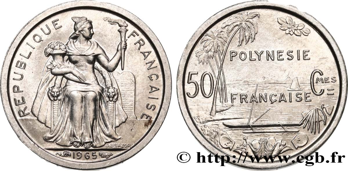 FRANZÖSISCHE-POLYNESIEN 50 Centimes 1965 Paris fST 