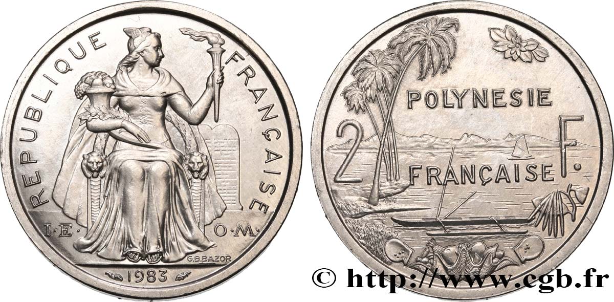 POLINESIA FRANCESE 2 Francs I.E.O.M. 1983 Paris MS 