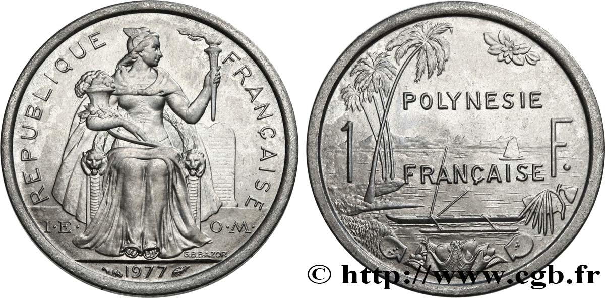 POLYNÉSIE FRANÇAISE 1 Franc I.E.O.M. 1977 Paris SPL 