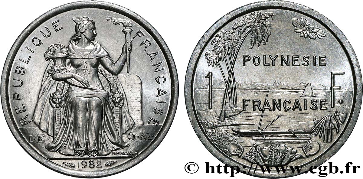 FRANZÖSISCHE-POLYNESIEN 1 Franc I.E.O.M. 1982 Paris fST 