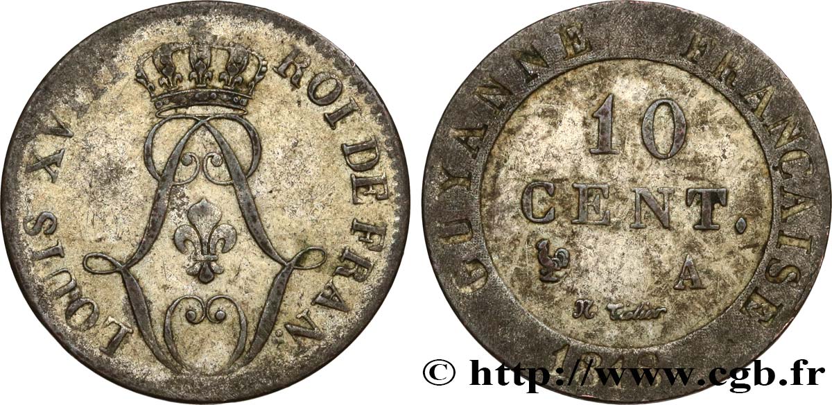GUYANE FRANÇAISE 10 Centimes 1818 Paris - A TTB