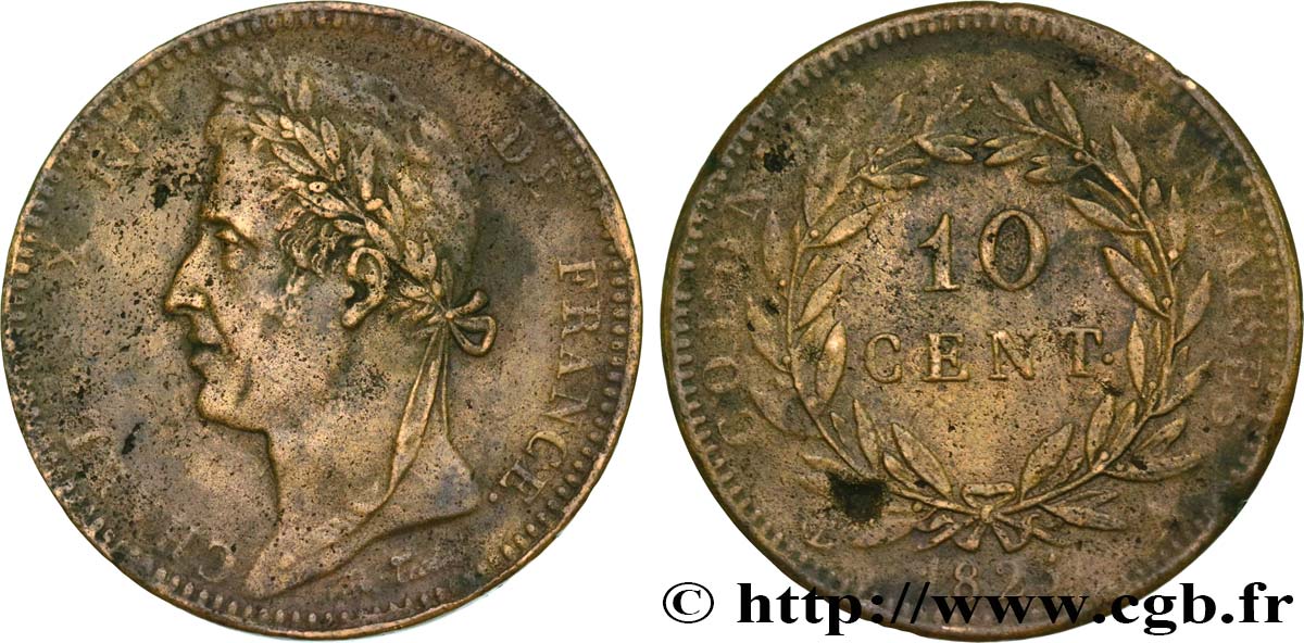 COLONIES FRANÇAISES - Charles X, pour la Guyane et le Sénégal 10 Centimes Charles X 1825 Paris - A TB