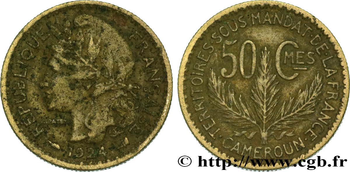 CAMEROUN - TERRITOIRES SOUS MANDAT FRANÇAIS 50 Centimes 1924 Paris TB