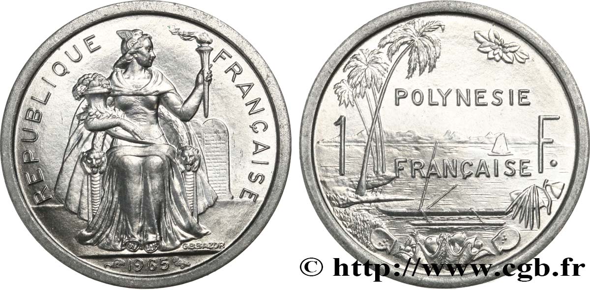 POLINESIA FRANCESE 1 Franc 1965 Paris MS 