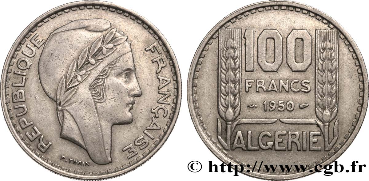ALGERIEN 100 Francs Turin 1950 VZ