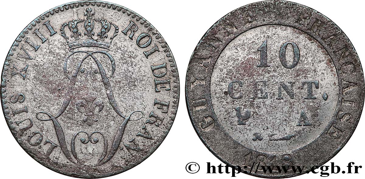 GUYANE FRANÇAISE 10 Centimes 1818 Paris - A TB+