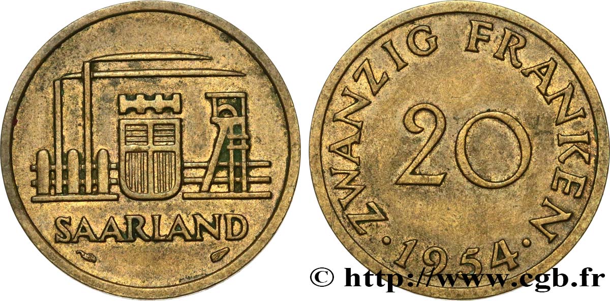 SARRE 20 Franken 1954 Paris EBC 