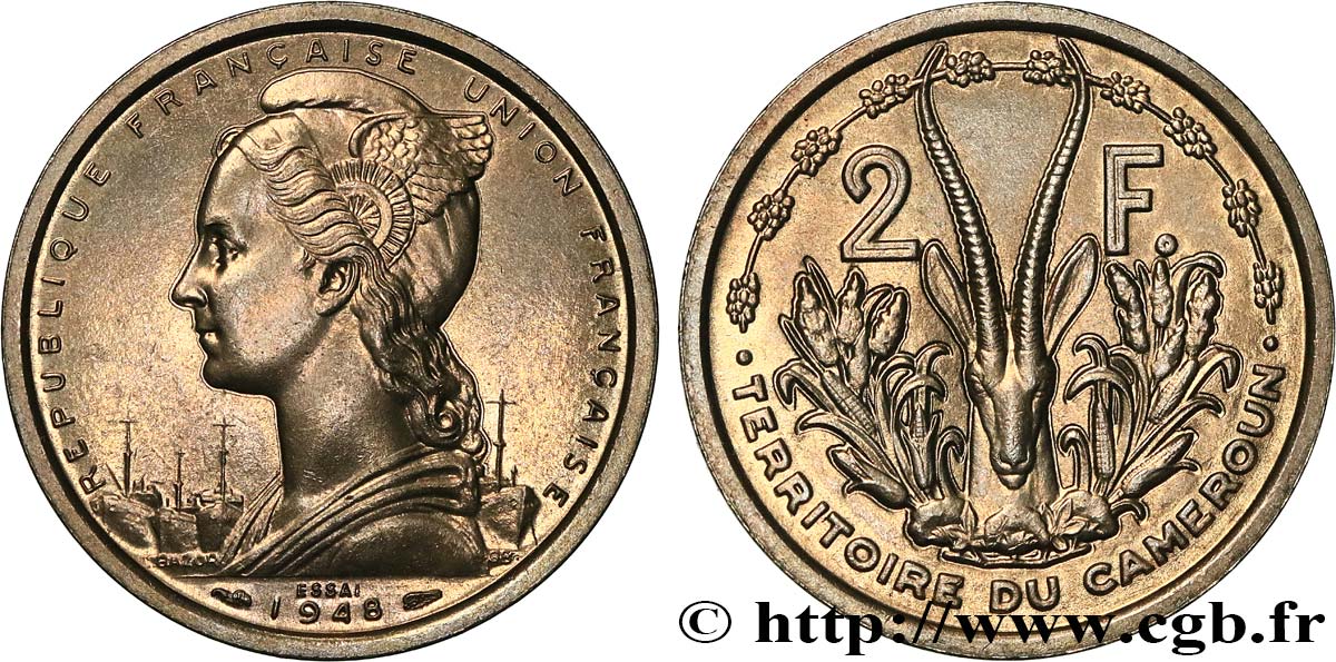 CAMEROUN - UNION FRANÇAISE Essai de 2 Francs 1948 Paris SPL