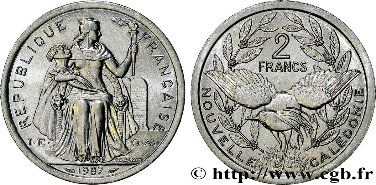 NEW CALEDONIA 2 Francs I.E.O.M. 1987 Paris MS 