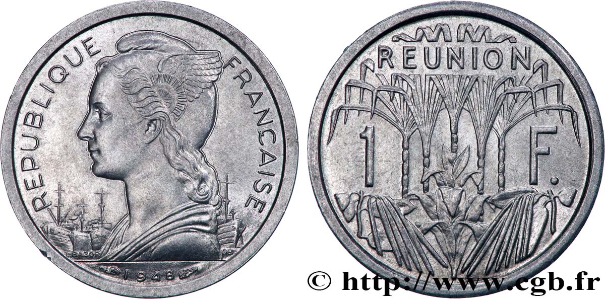 ÎLE DE LA RÉUNION 1 Franc 1948 Paris SPL