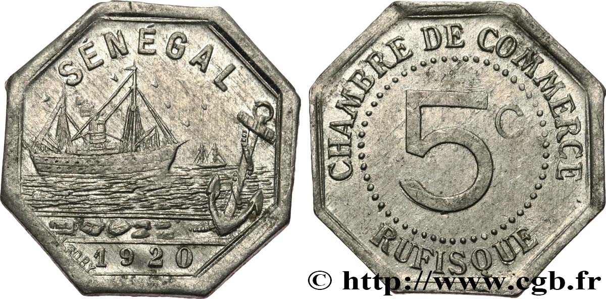 FRENCH AFRICA - SENEGAL 5 Centimes Chambre de Commerce de Rufisque 1920  AU 