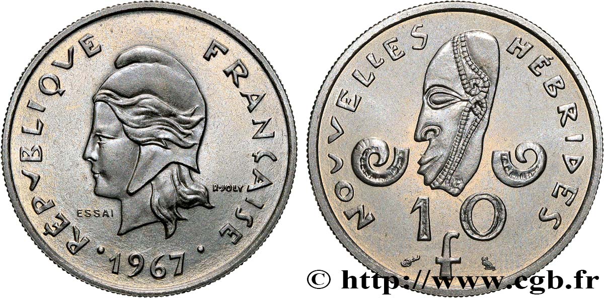 NOUVELLES HÉBRIDES (VANUATU depuis 1980) Essai de 10 Francs 1967 Paris SPL