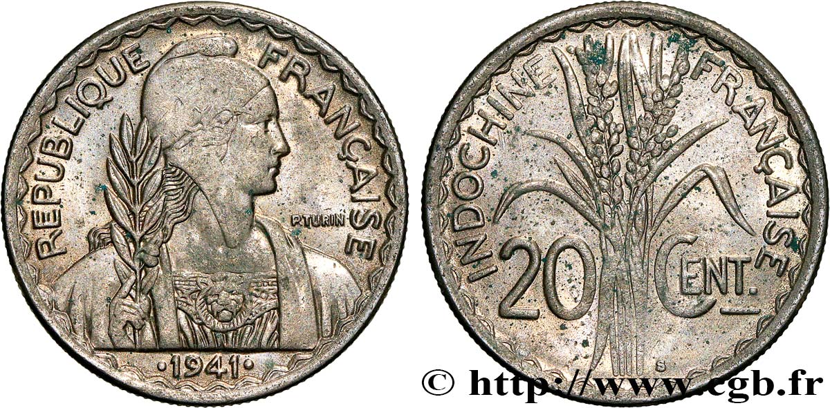 INDOCHINE FRANÇAISE 10 Centièmes 1941 San Francisco TTB