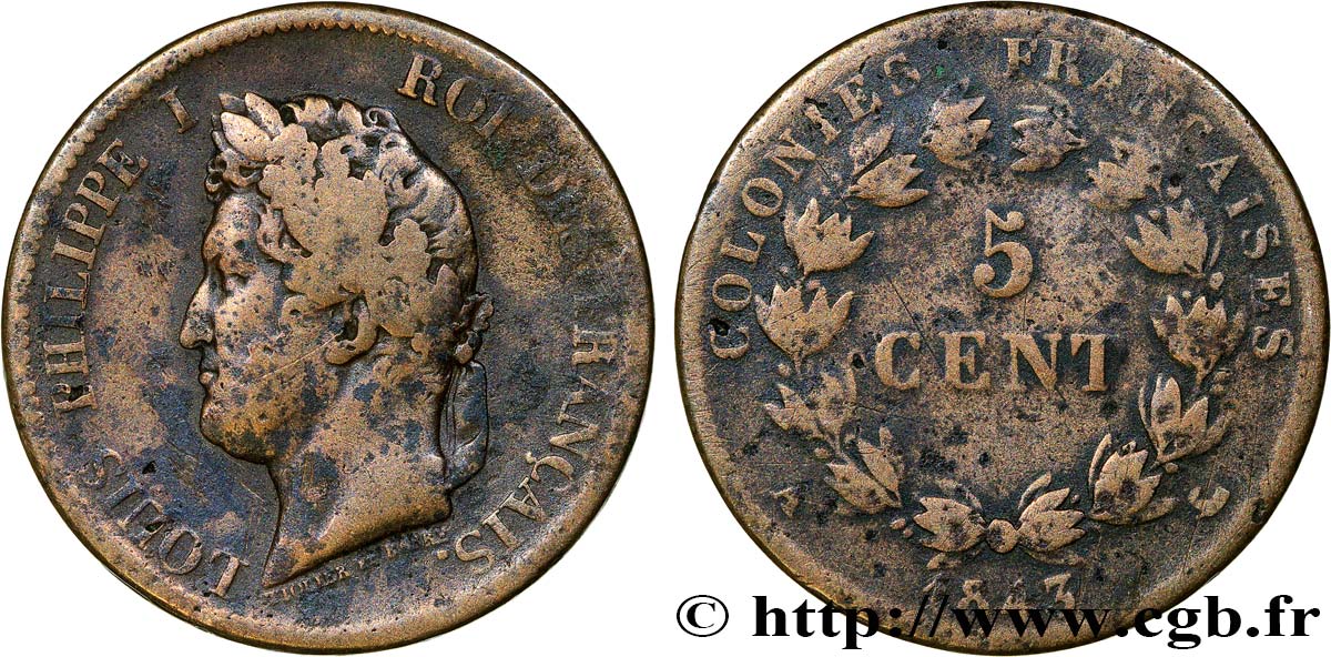 FRANZÖSISCHE KOLONIEN - Louis-Philippe, für Marquesas-Inseln 5 Centimes Louis Philippe Ier 1843 Paris - A fS
