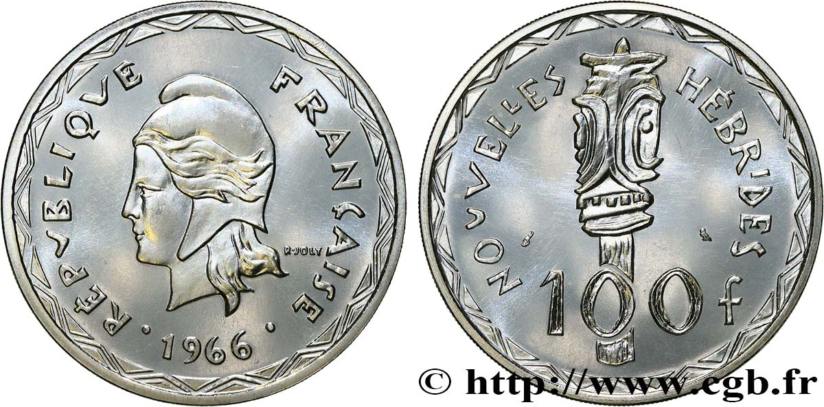 NEUE HEBRIDEN (VANUATU ab 1980) 100 Francs 1966 Paris fST 