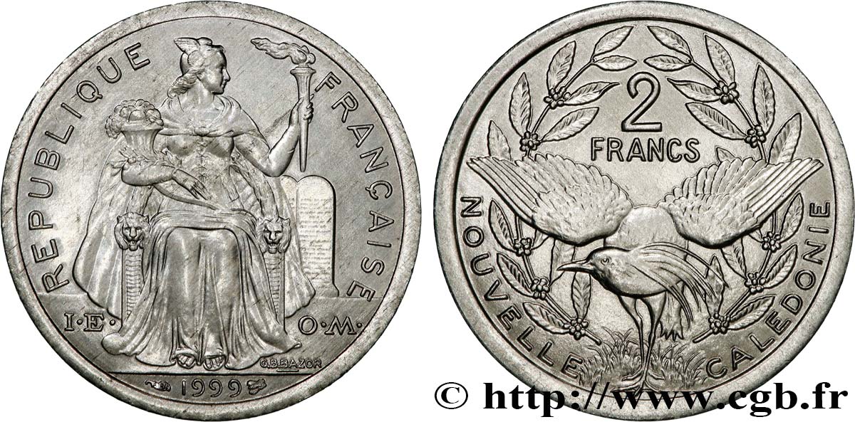 NUOVA CALEDONIA 2 Francs I.E.O.M. 1999 Paris MS 