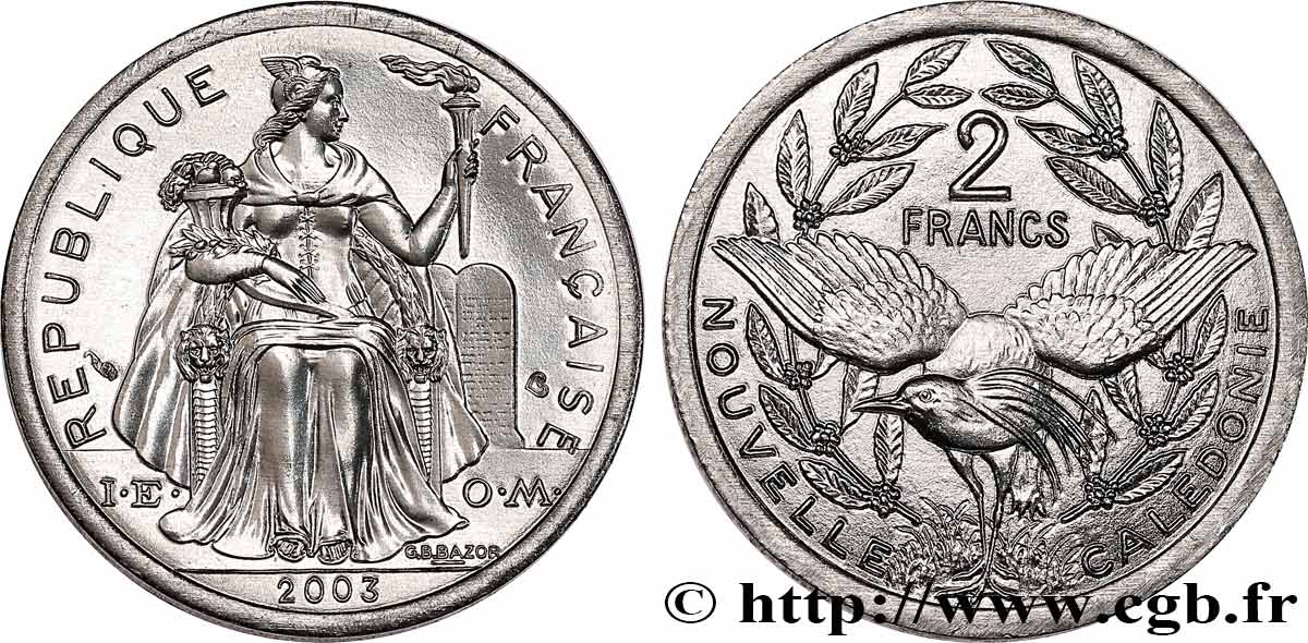 NEW CALEDONIA 2 Francs I.E.O.M. 2003 Paris MS
