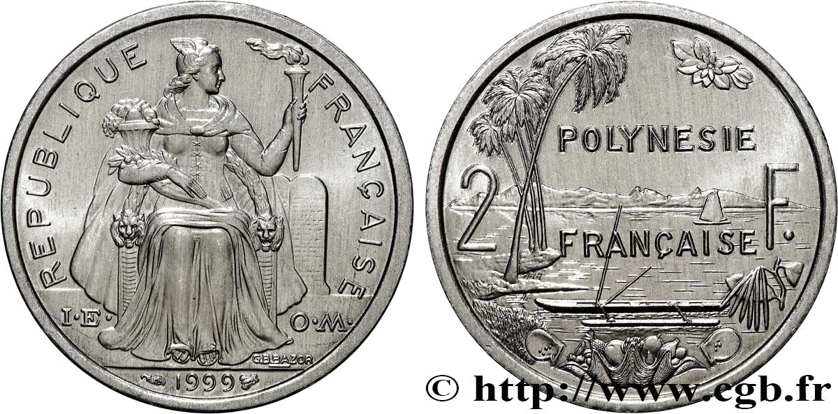 POLINESIA FRANCESE 2 Francs I.E.O.M. 1999 Paris MS