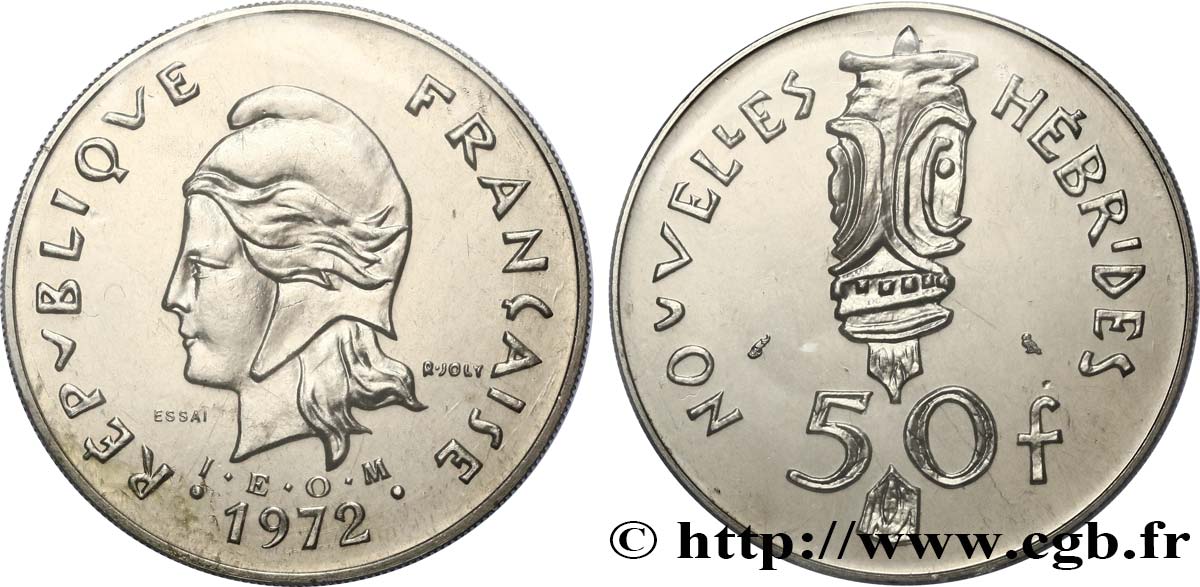NUOVO EBRIDI (VANUATU dopo1980) Essai de 50 Francs I.E.O.M. 1972 Paris FDC 