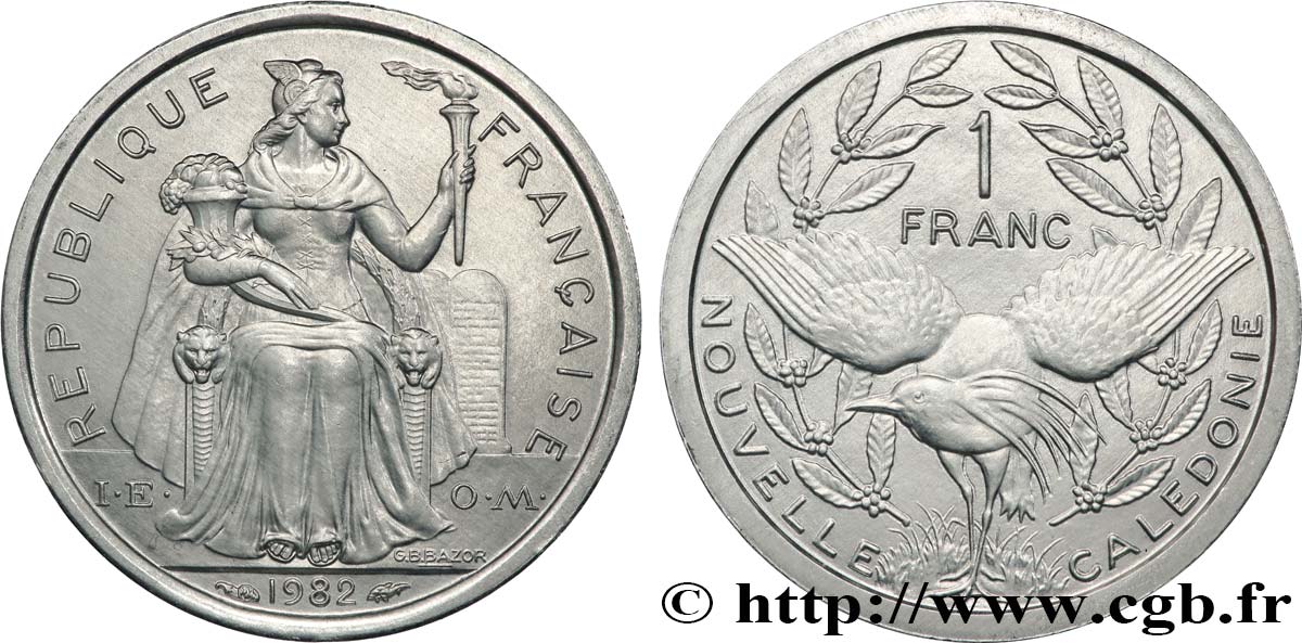 NEW CALEDONIA 1 Franc I.E.O.M. 1982 Paris MS