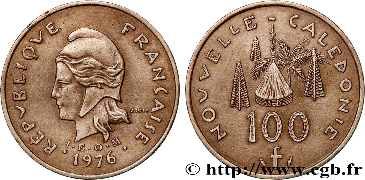 NOUVELLE CALÉDONIE 100 Francs I.E.O.M. 1976 Paris TTB+