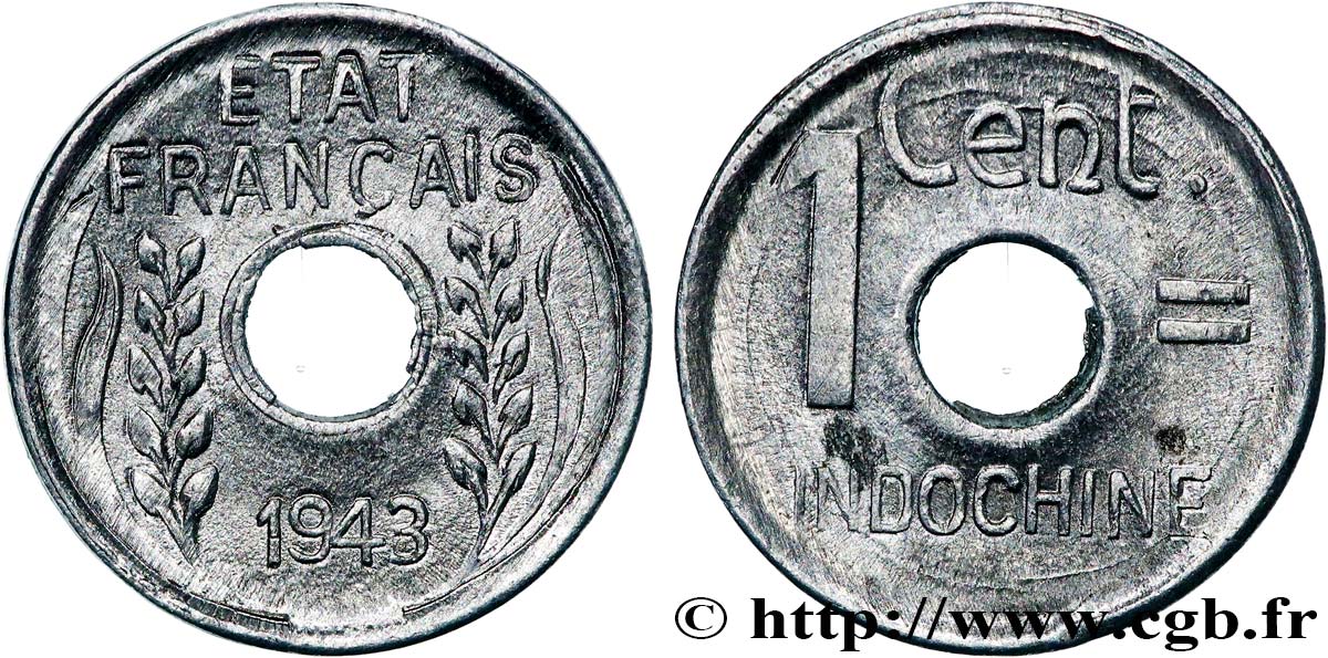 INDOCHINA 1 Centième 1943 Hanoï EBC
