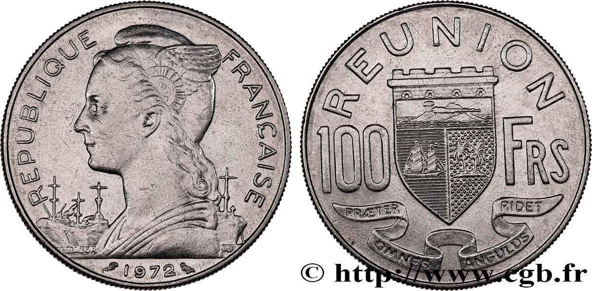 ISLA DE LA REUNIóN 100 Francs 1972 Paris MBC+ 