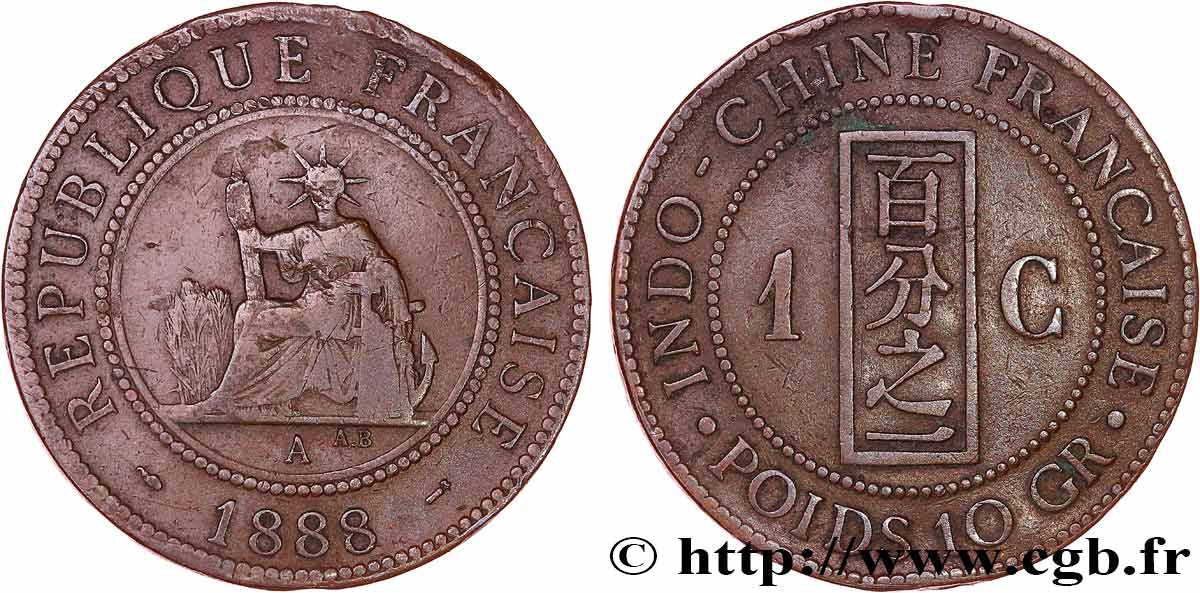 INDOCINA FRANCESE 1 Centième 1888 q.BB
