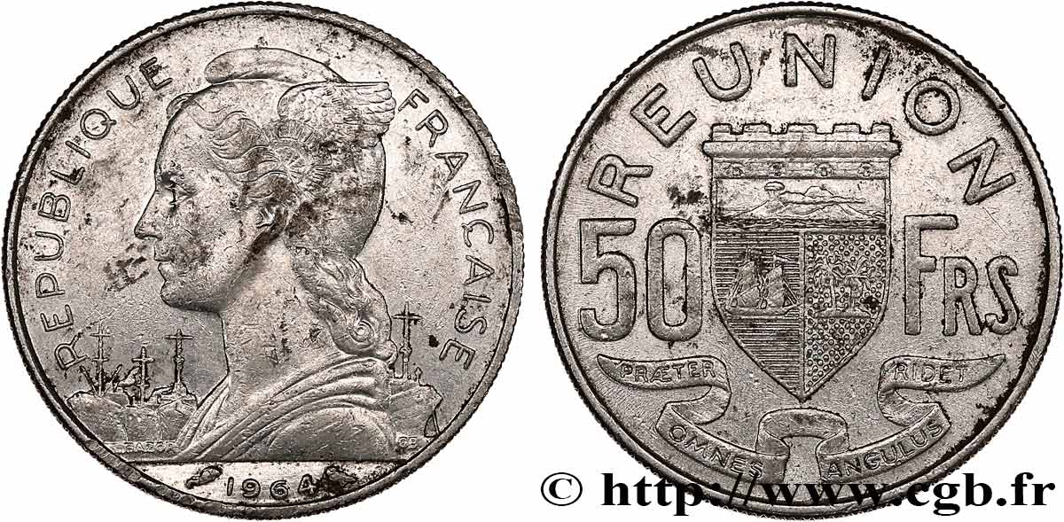 REUNION 50 Francs / armes de la Réunion 1964 Paris XF