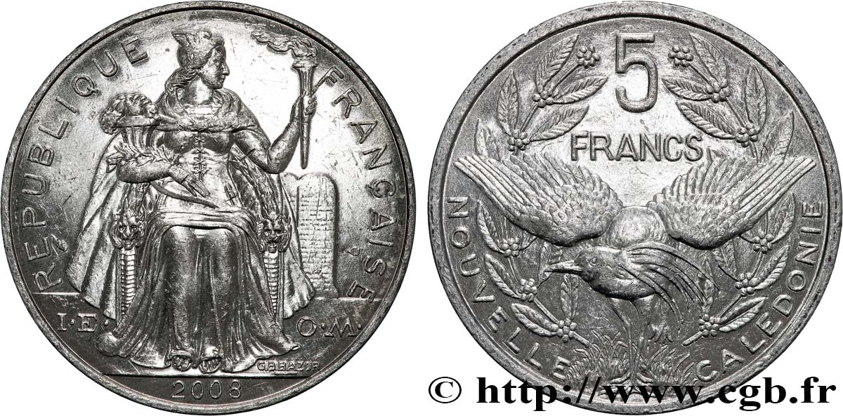 NUOVA CALEDONIA 5 Francs I.E.O.M. 2008 Paris SPL