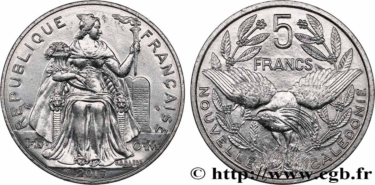 NEW CALEDONIA 5 Francs I.E.O.M. 2013 Paris AU