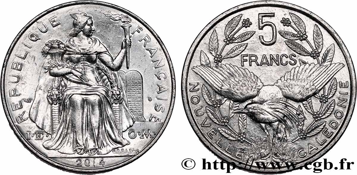 NUOVA CALEDONIA 5 Francs I.E.O.M. 2014 Paris SPL 