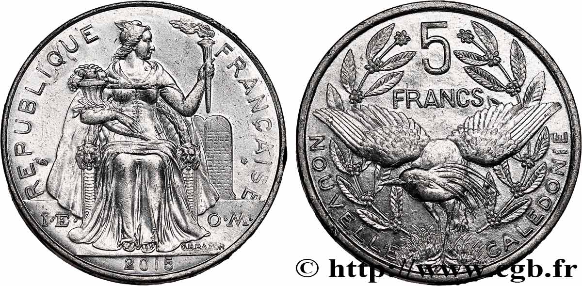 NEW CALEDONIA 5 Francs I.E.O.M. 2015 Paris AU 