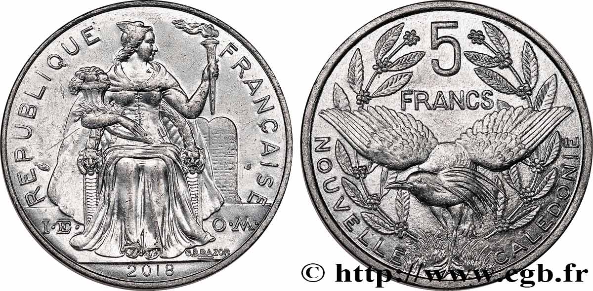 NEW CALEDONIA 5 Francs I.E.O.M. 2018 Paris AU 