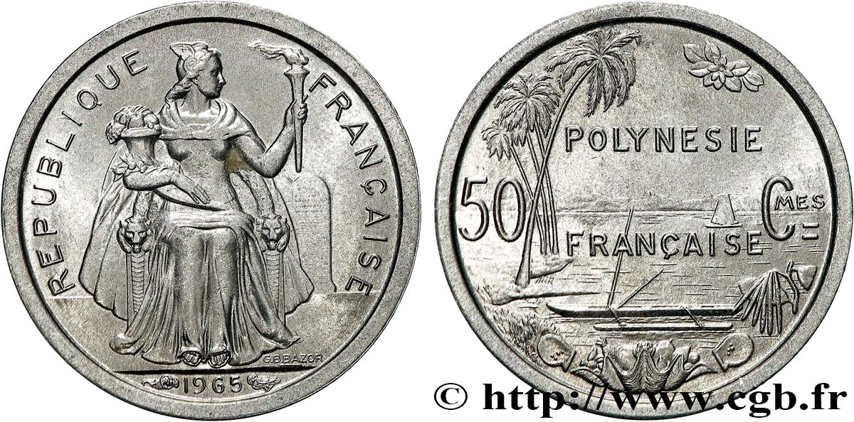 POLINESIA FRANCESE 50 Centimes 1965 Paris FDC 
