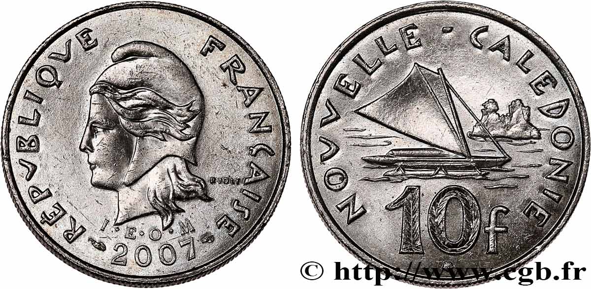 NEW CALEDONIA 10 Francs I.E.O.M.  2007 Paris AU 